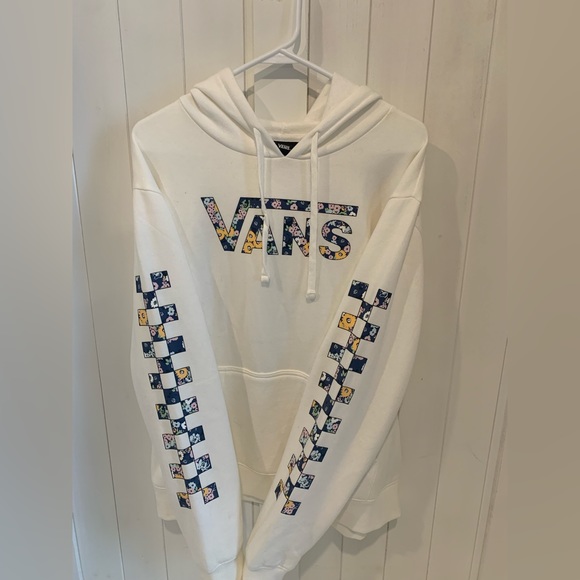 Vans Tops - Vans White Hoodie with flowers.